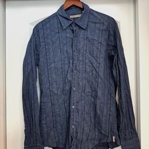 Ted Baker Button Down Blue Textured Paisley Shirt Size 4